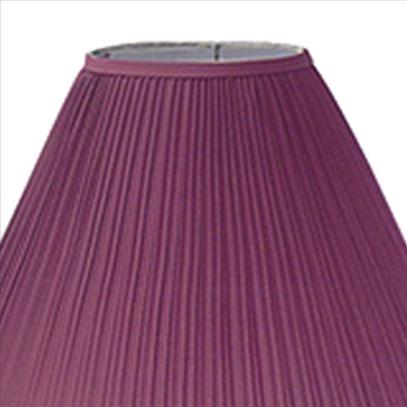 Stalk Design Metal Floor Lamp With Fabric Pleated Shade Pink-zoom-