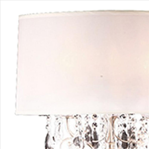 Stalk Design Metal Floor Lamp With Hanging Crystal Accent Silver-zoom-