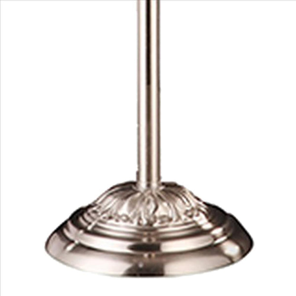 Stalk Design Metal Floor Lamp With Hanging Crystal Accent Silver-zoom-