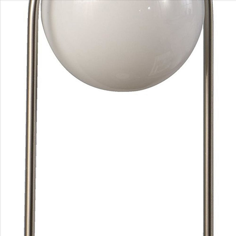 Table Lamp with Curved Open Frame and Hanging Globe Shade Silver-zoom-