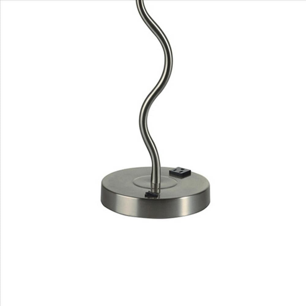 Table Lamp with Curved Tubular Body and Round Base Red-zoom-4