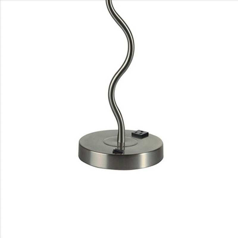 Table Lamp with Curved Tubular Body and Round Base Red-zoom-