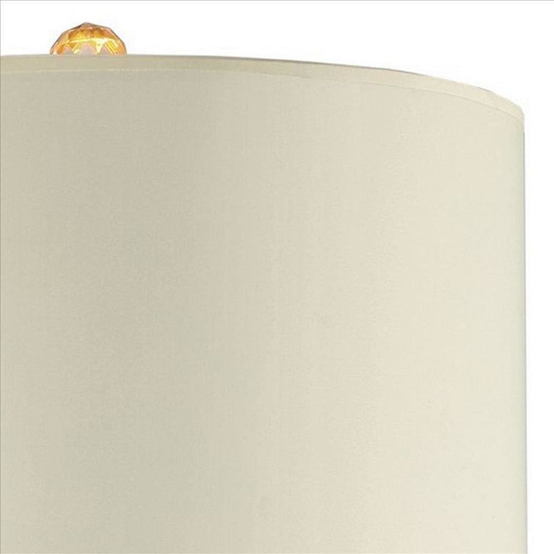 Table Lamp with Cylindrical Drum and Stacked Crystals Gold-zoom-