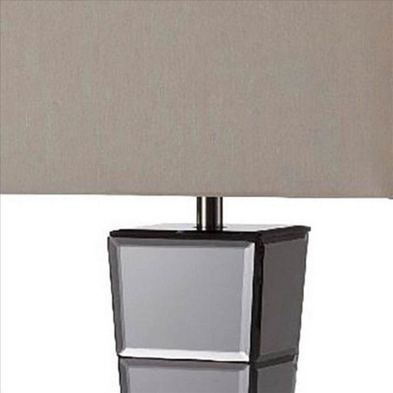 Table Lamp with Mirrored Tower Design Body Silver-zoom-