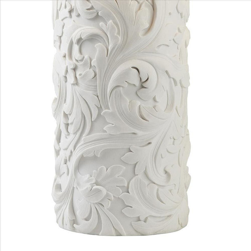 Table Lamp with Polyresin Base and Baroque Scroll Design White-zoom-