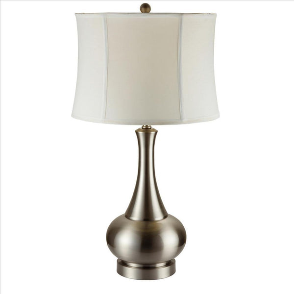 Table Lamp with Pot Bellied Shaped Base Silver-zoom-1