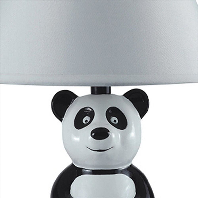 Table Lamp with Sitting Panda Base White and Black-zoom-