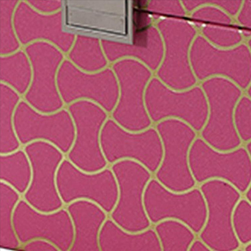 Travel Jewelry Case with 2 Drawer Storage and Wavy Textured Pattern Pink-zoom-
