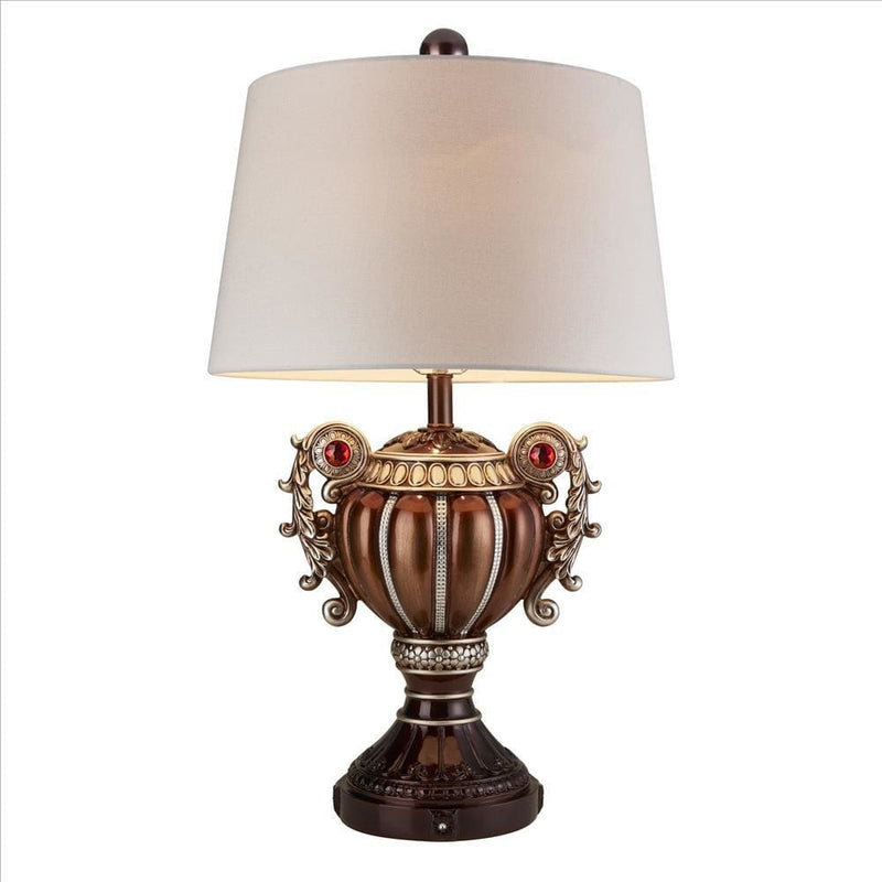 Trophy Shaped Polyresin Table Lamp with Scroll Handles Bronze-zoom-