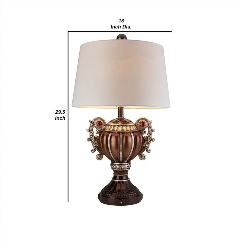 Trophy Shaped Polyresin Table Lamp with Scroll Handles Bronze-zoom-