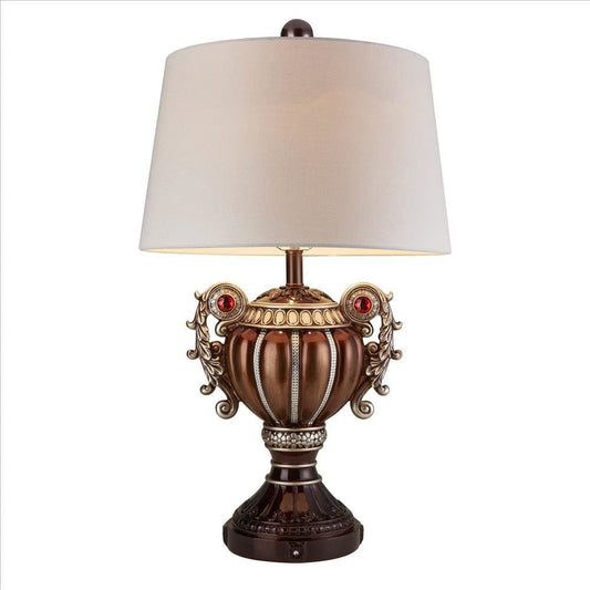 Trophy Shaped Polyresin Table Lamp with Scroll Handles Bronze