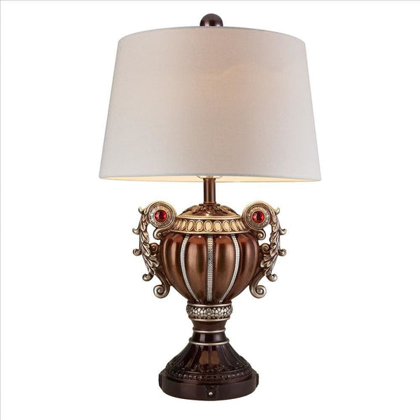 Trophy Shaped Polyresin Table Lamp with Scroll Handles Bronze
