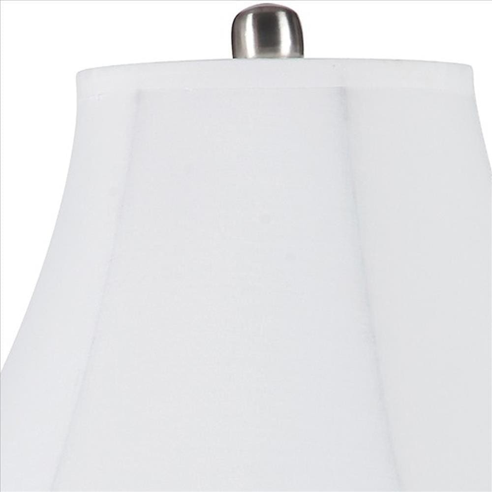 Turned Pedestal Metal Body Table Lamp with Empire Shade Silver-zoom-4