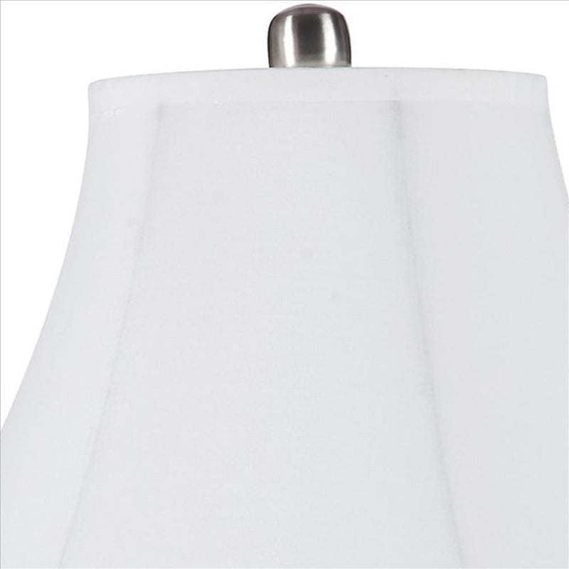 Turned Pedestal Metal Body Table Lamp with Empire Shade Silver-zoom-