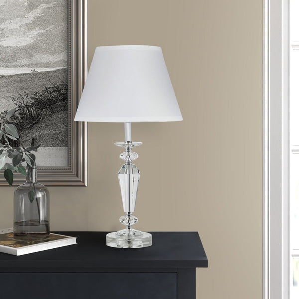 Turned Tubular Crystal Body Table Lamp Clear