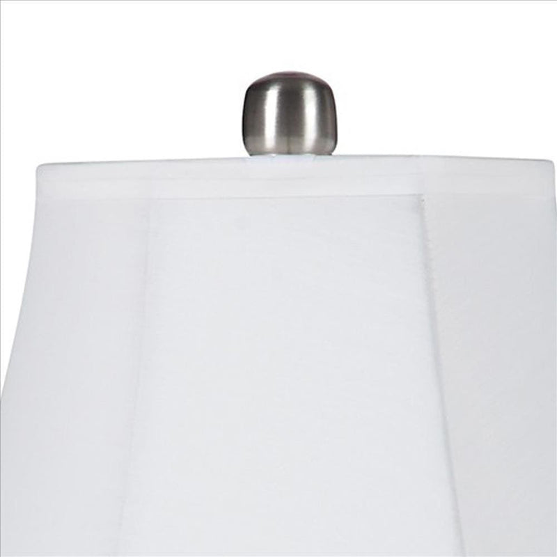 Turned Tubular Metal Body Table Lamp with Empire Shade Silver-zoom-