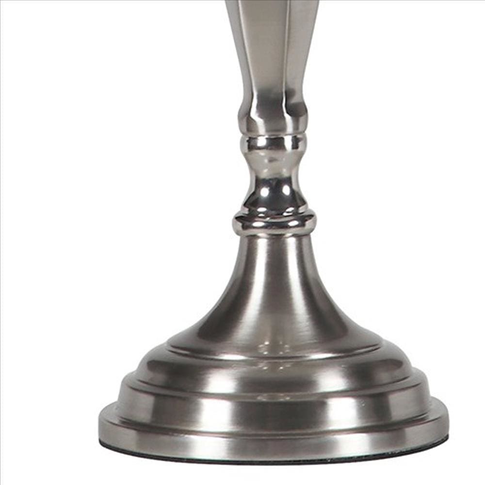 Turned Tubular Metal Body Table Lamp with Empire Shade Silver-zoom-4