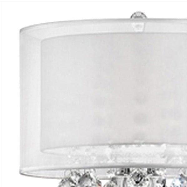 Twisted Crystal Accent Floor Lamp With Dual Fabric Shade Clear