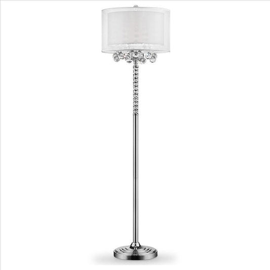 Twisted Crystal Accent Floor Lamp With Dual Fabric Shade Clear