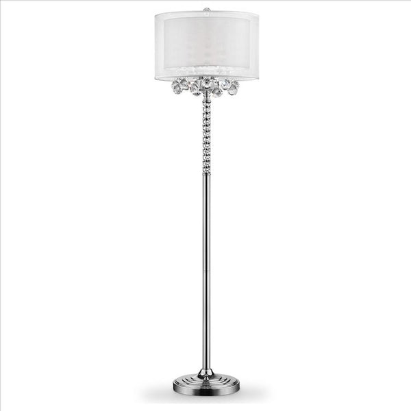 Twisted Crystal Accent Floor Lamp With Dual Fabric Shade Clear