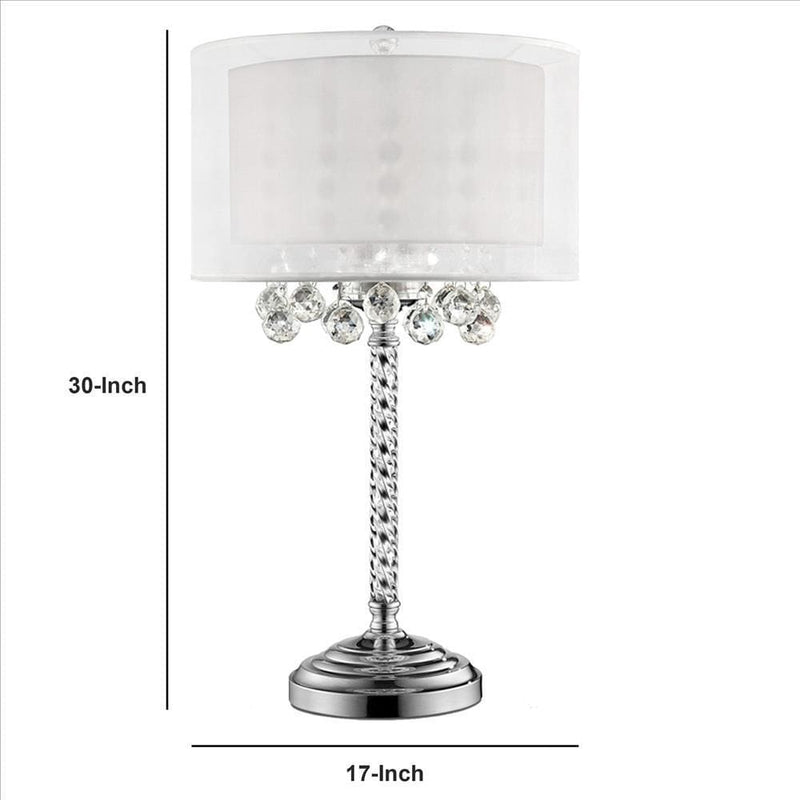 Twisted Crystal Body Table Lamp with Dual Fabric Shade Clear-zoom-