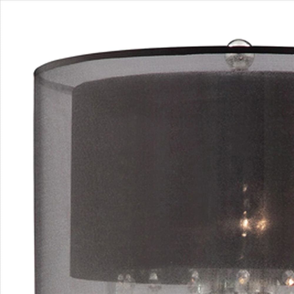 Twisted Crystal Body Table Lamp with Dual Fabric Shade Clear and Black-zoom-2