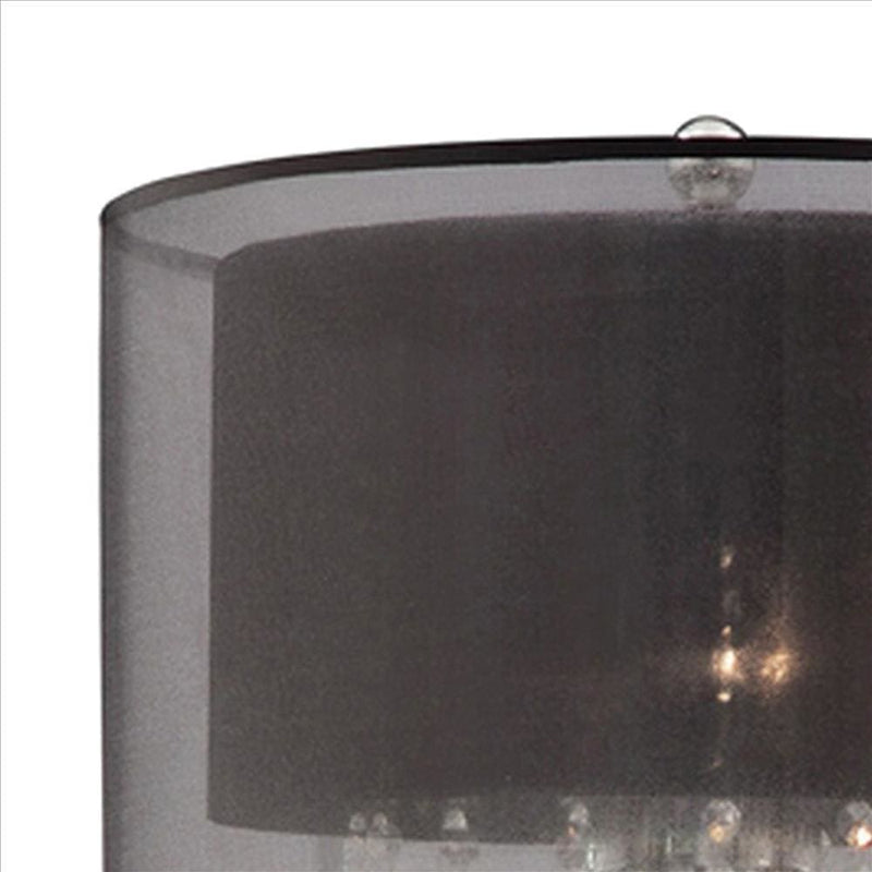 Twisted Crystal Body Table Lamp with Dual Fabric Shade Clear and Black-zoom-