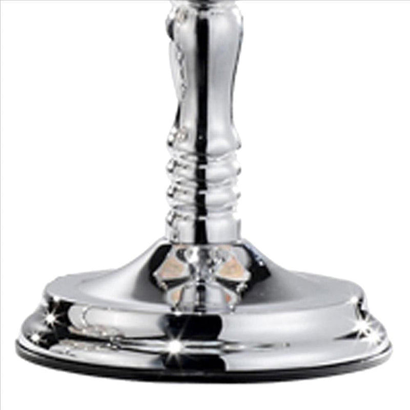 Umbrella Shade Glass Table Lamp with Deer Print Silver-zoom-
