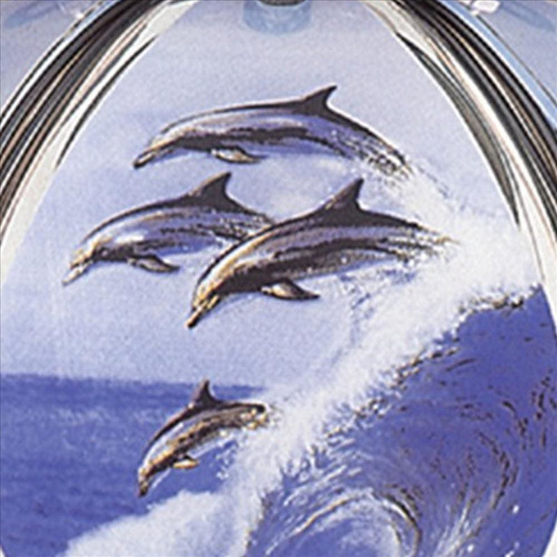 Umbrella Shade Glass Table Lamp with Dolphin Print Silver-zoom-