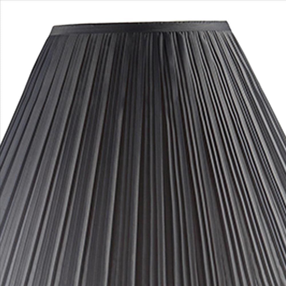 27 Inch Urn Shaped Ceramic Table Lamp Pleated Fabric Shade Gray-zoom-2