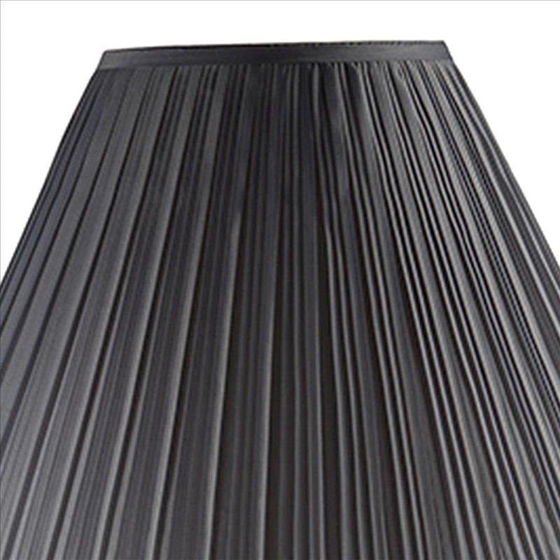 27 Inch Urn Shaped Ceramic Table Lamp Pleated Fabric Shade Gray-zoom-