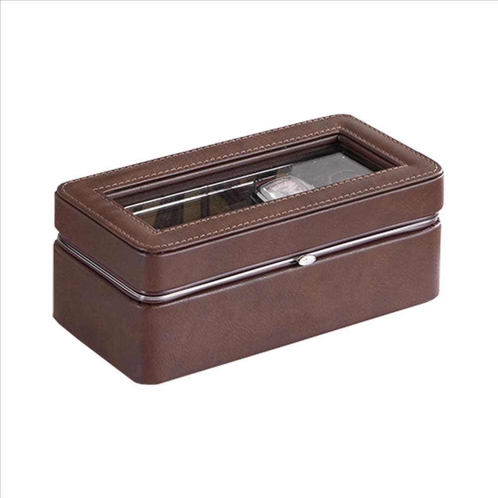 Watch Case with 4 Slots and Removable Cushions Brown-zoom-1