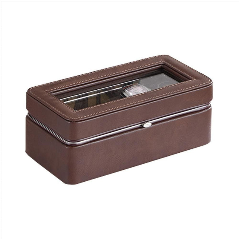 Watch Case with 4 Slots and Removable Cushions Brown-zoom-