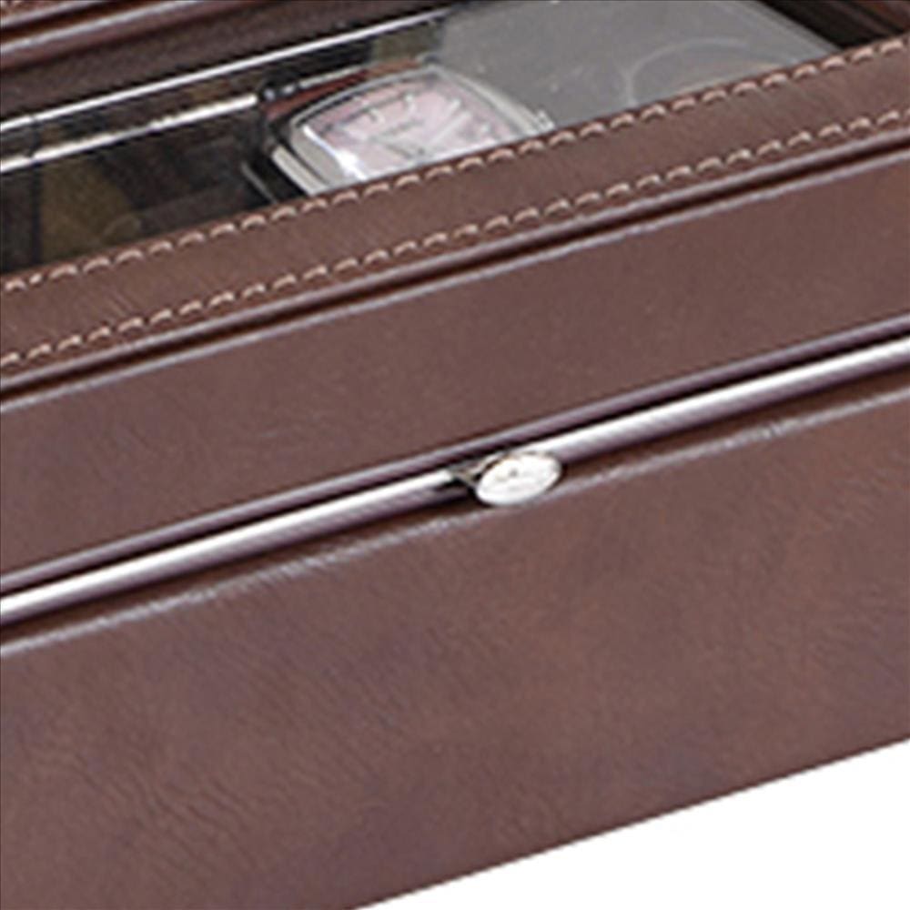 Watch Case with 4 Slots and Removable Cushions Brown-zoom-3