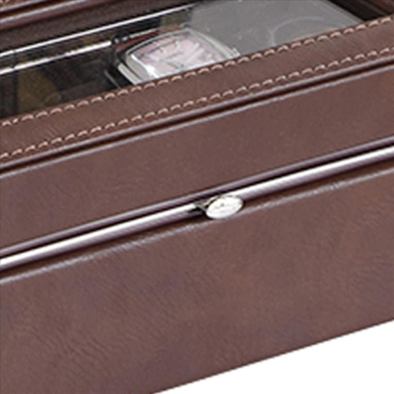 Watch Case with 4 Slots and Removable Cushions Brown-zoom-