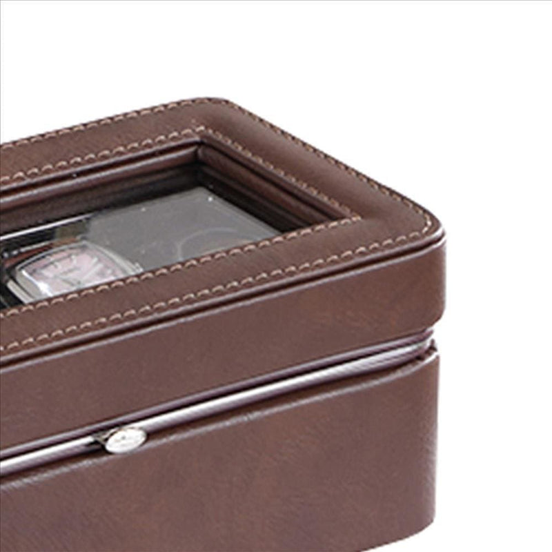 Watch Case with 4 Slots and Removable Cushions Brown-zoom-