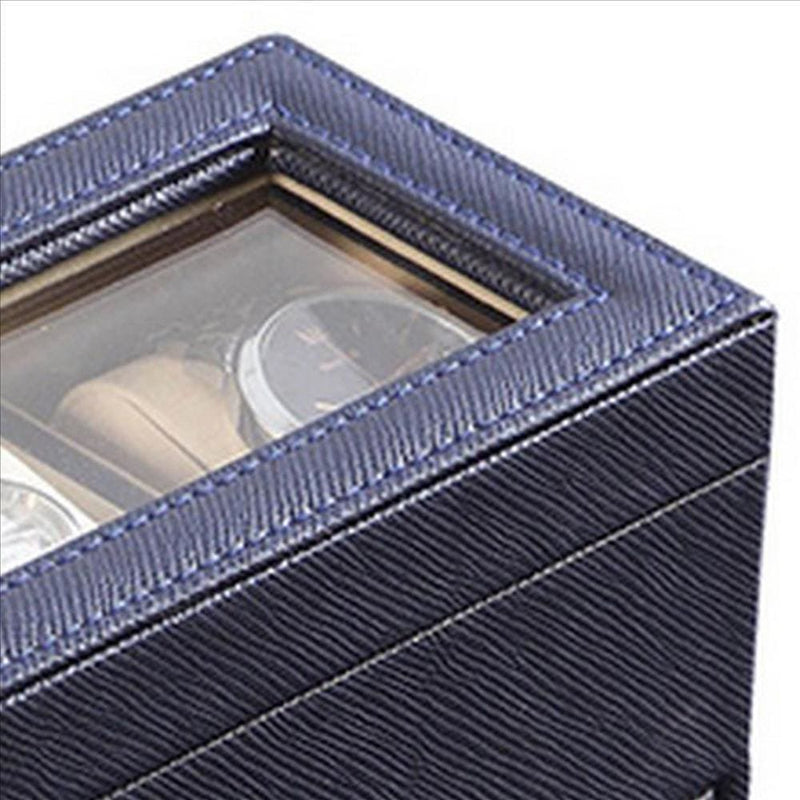 Watch Case with Drawer Display and 4 Slots Blue-zoom-