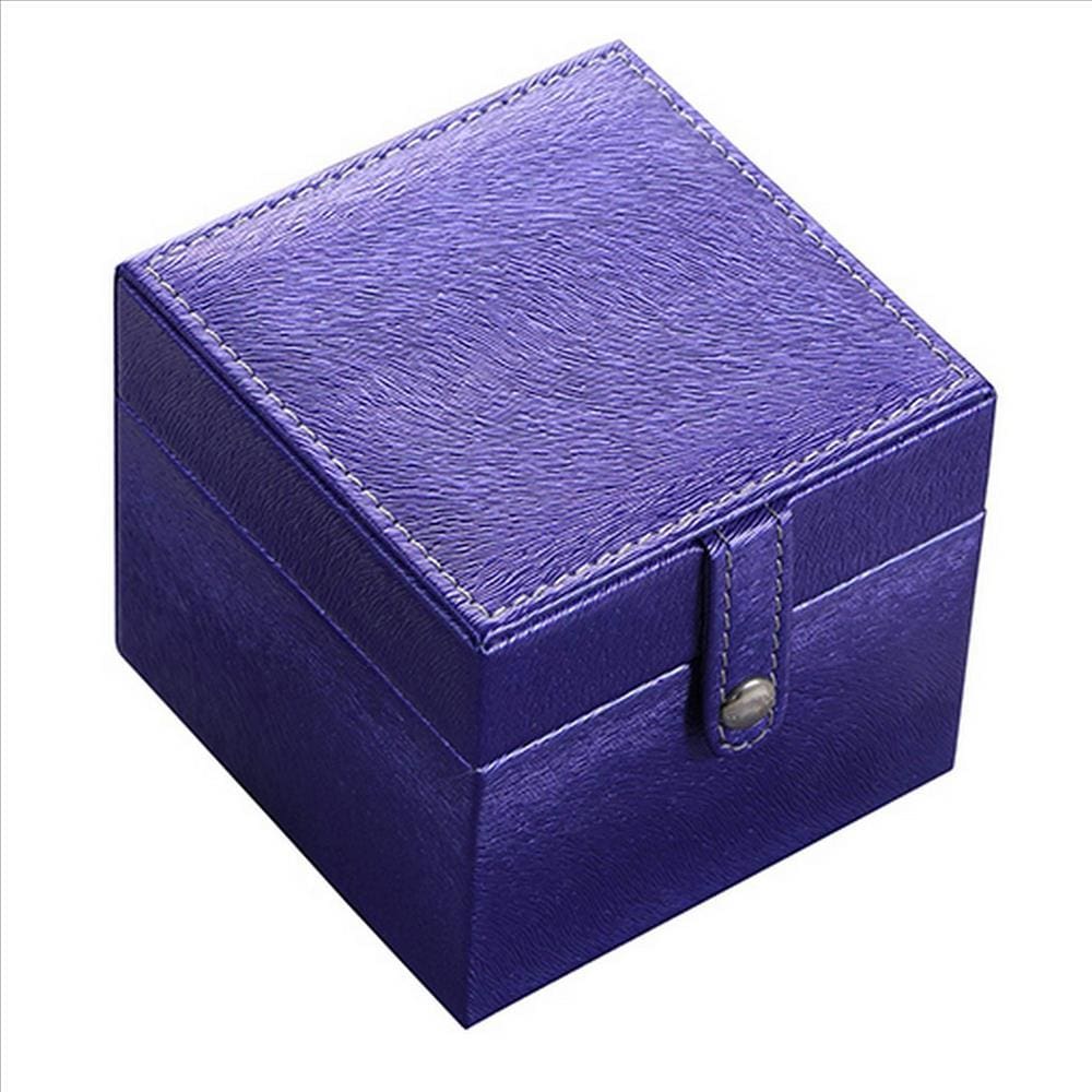 Watch Case with Multiple Push Ring Holders and Hidden Pocket Pouch Blue