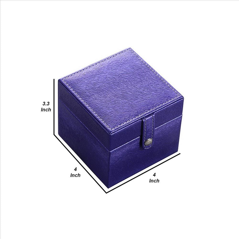 Watch Case with Multiple Push Ring Holders and Hidden Pocket Pouch Blue