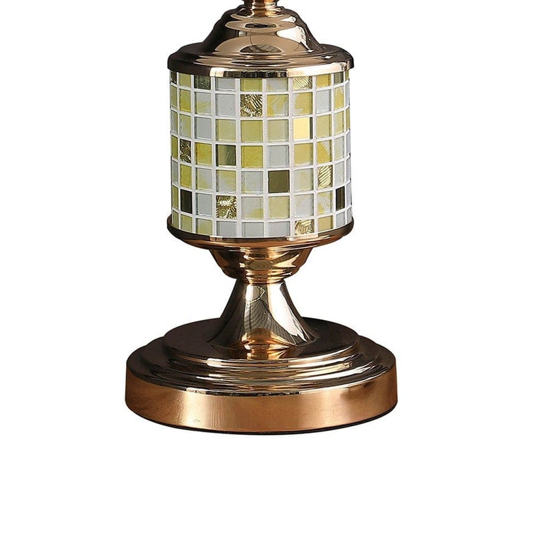 Table Lamp with Glass Cut Out Mosaic Pattern Gold-zoom-