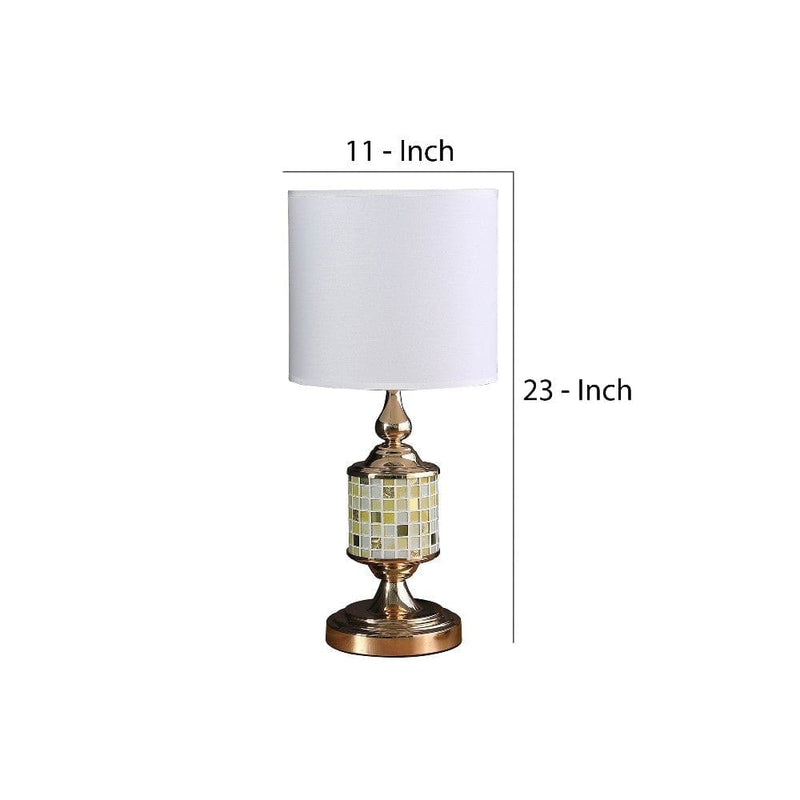 Table Lamp with Glass Cut Out Mosaic Pattern Gold-zoom-