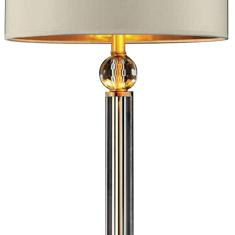 Table Lamp with Drum Shade and Crystal Ball Accent Gold and Cream-zoom-
