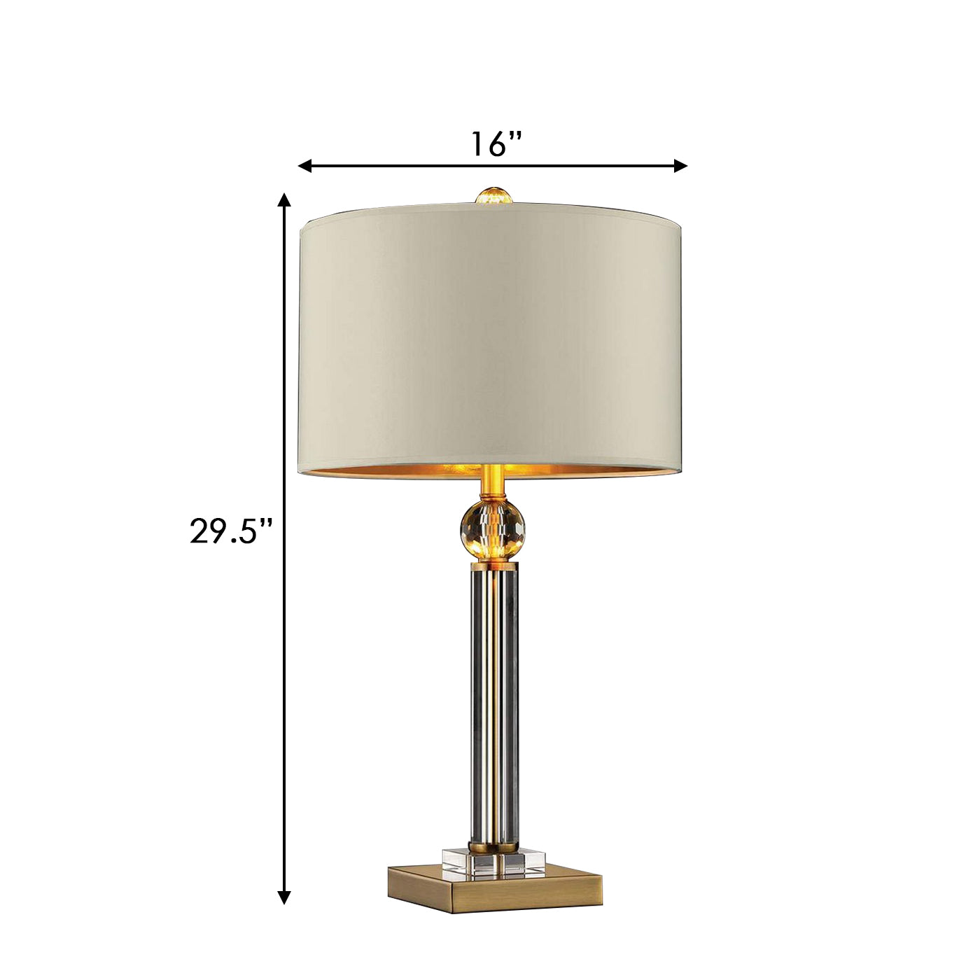 Table Lamp with Drum Shade and Crystal Ball Accent Gold and Cream-zoom-5