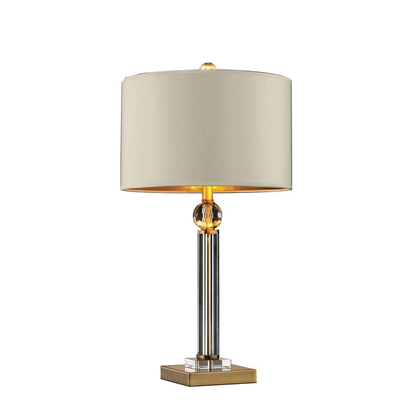 Table Lamp with Drum Shade and Crystal Ball Accent Gold and Cream