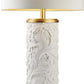 Table Lamp with Intricate Carved Pattern Ceramic Base White