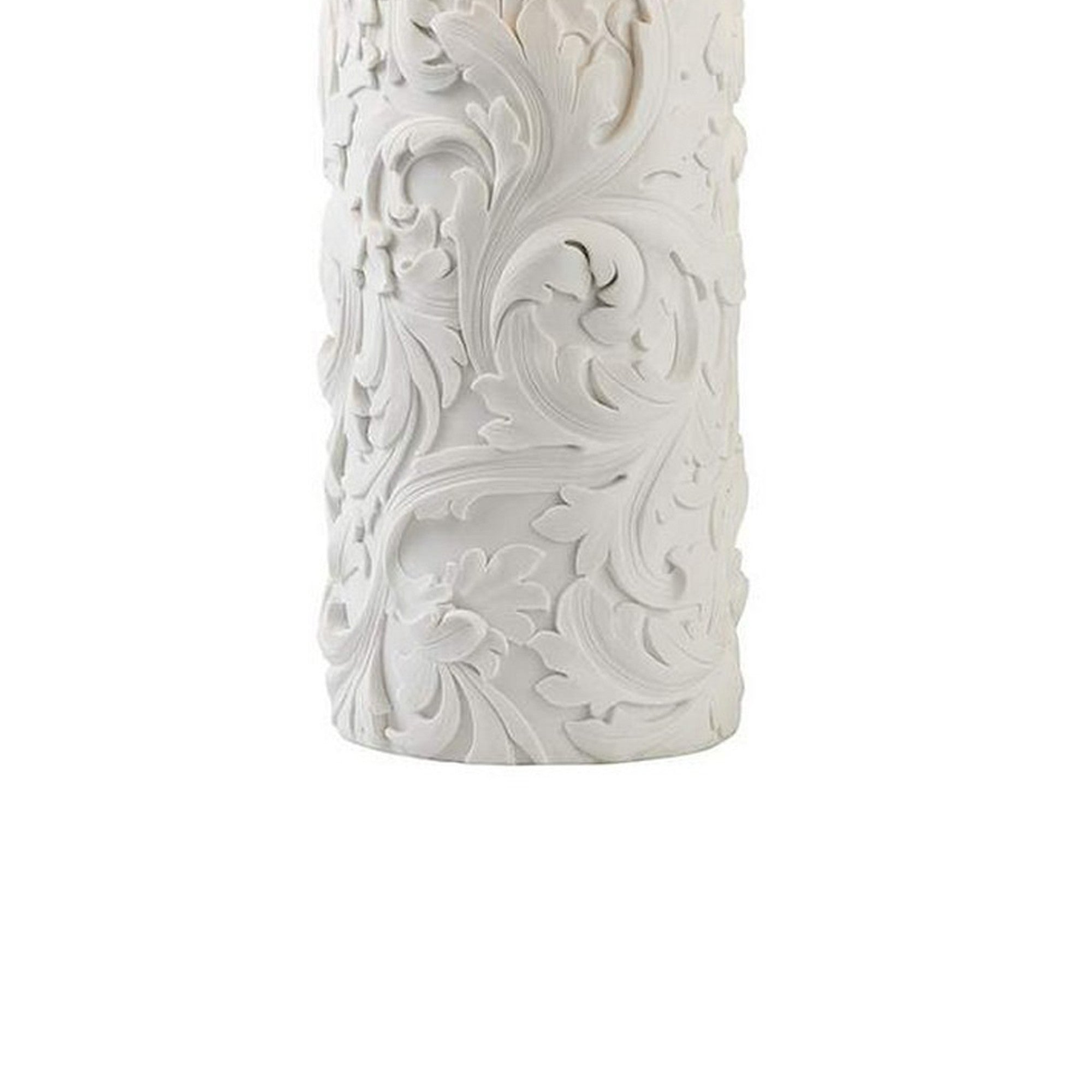 Table Lamp with Intricate Carved Pattern Ceramic Base White-zoom-4