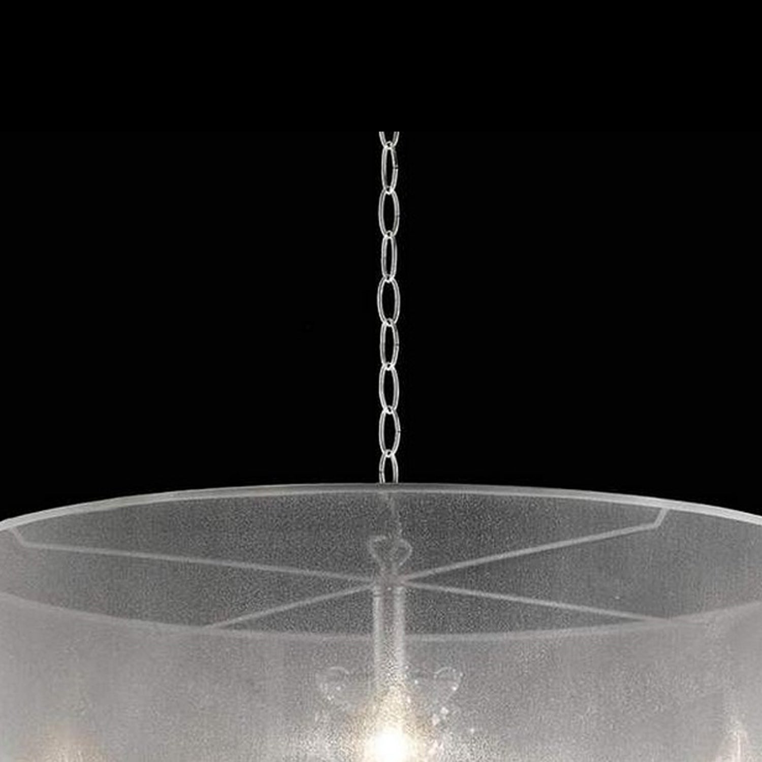 Ceiling Lamp with Scroll Metal Support and Drop Crystal Accents Silver