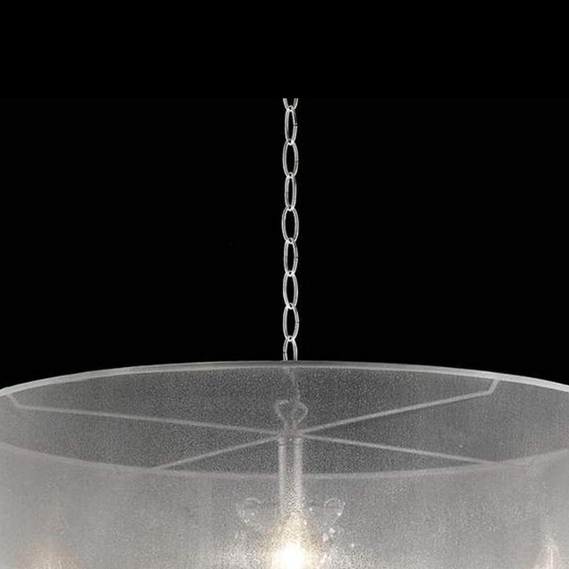Ceiling Lamp with Scroll Metal Support and Drop Crystal Accents Silver-zoom-