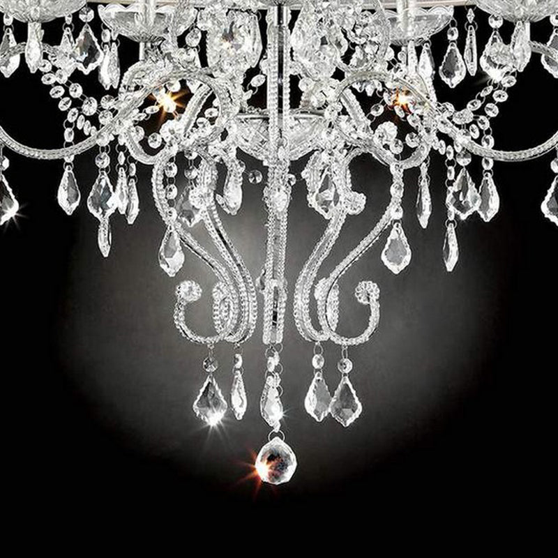 Ceiling Lamp with Scroll Metal Support and Drop Crystal Accents Silver-zoom-