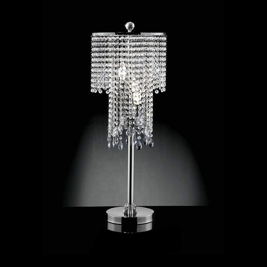 Table Lamp with Droplet Crystal Accents and Sleek Support Silver